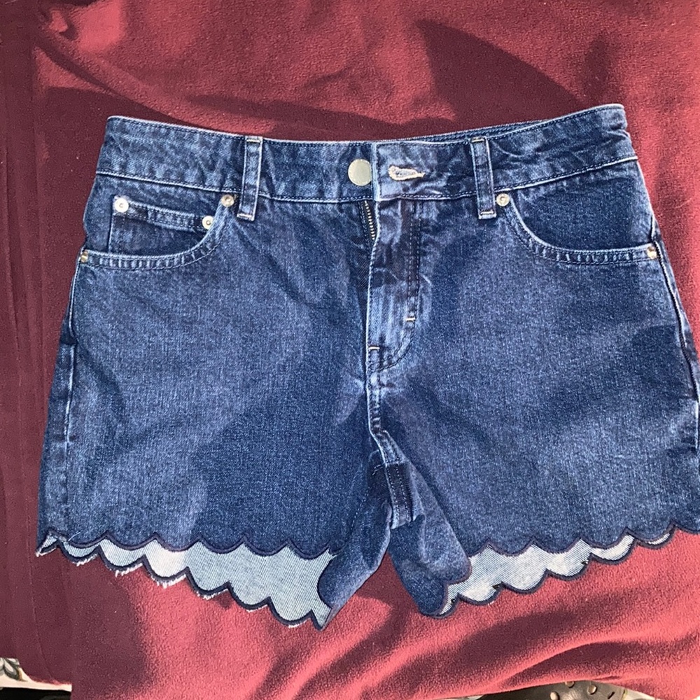 Maje Scalloped Denim shorts